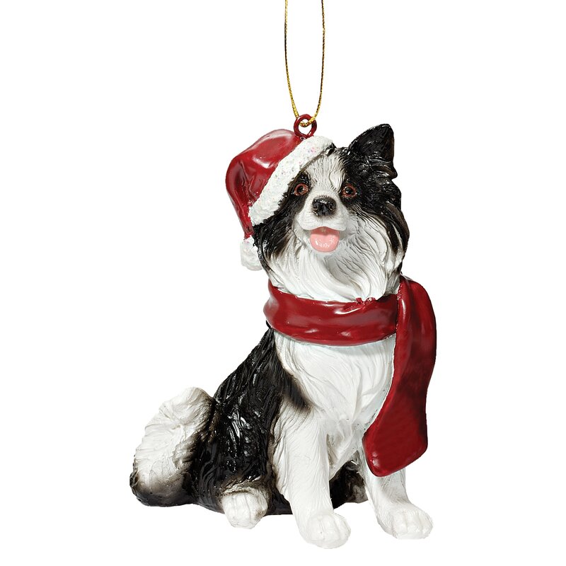 Design Toscano Border Collie Holiday Dog Ornament Sculpture