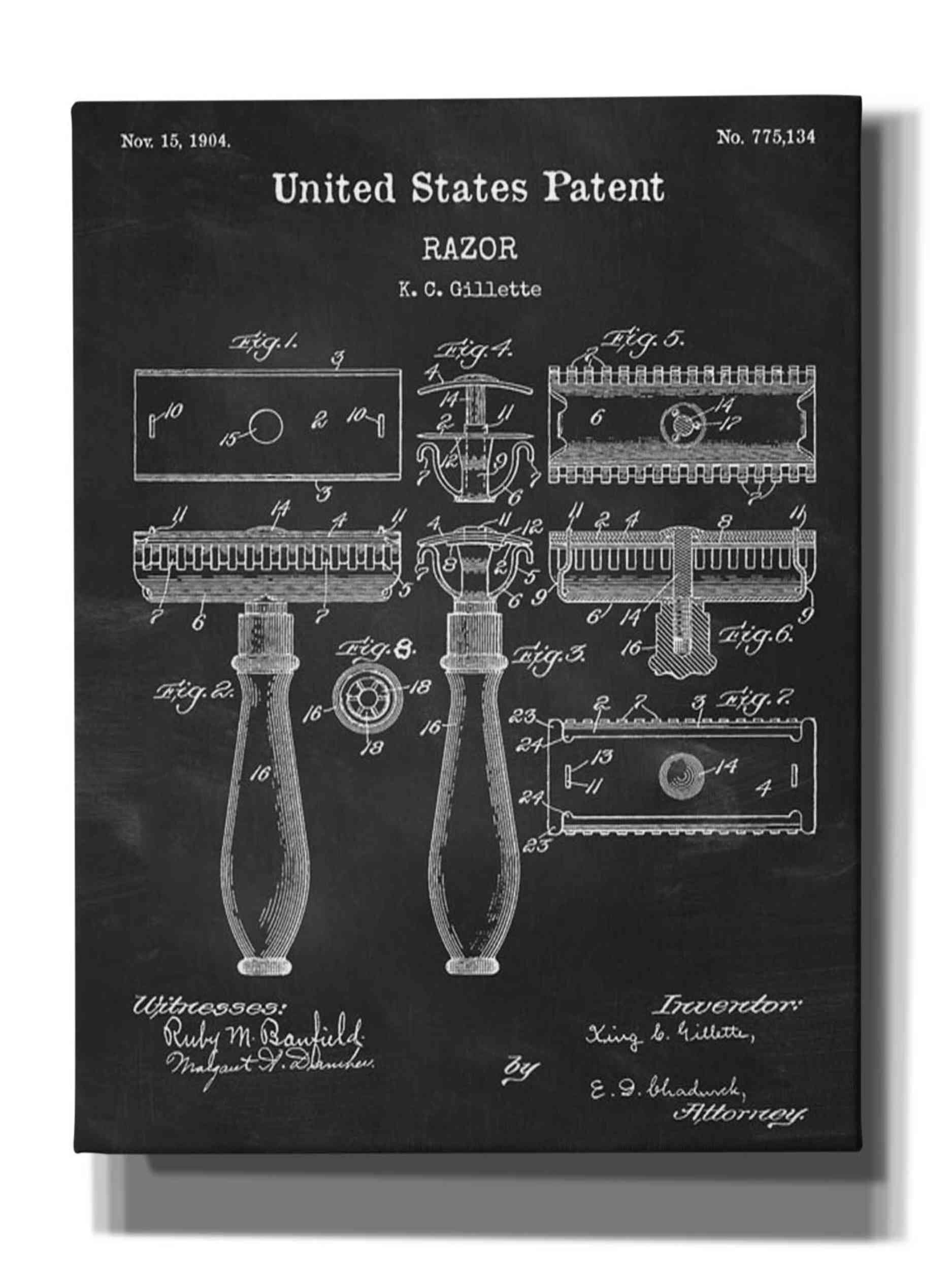 17 Stories Razor Blueprint Patent Chalkboard by - on | Wayfair