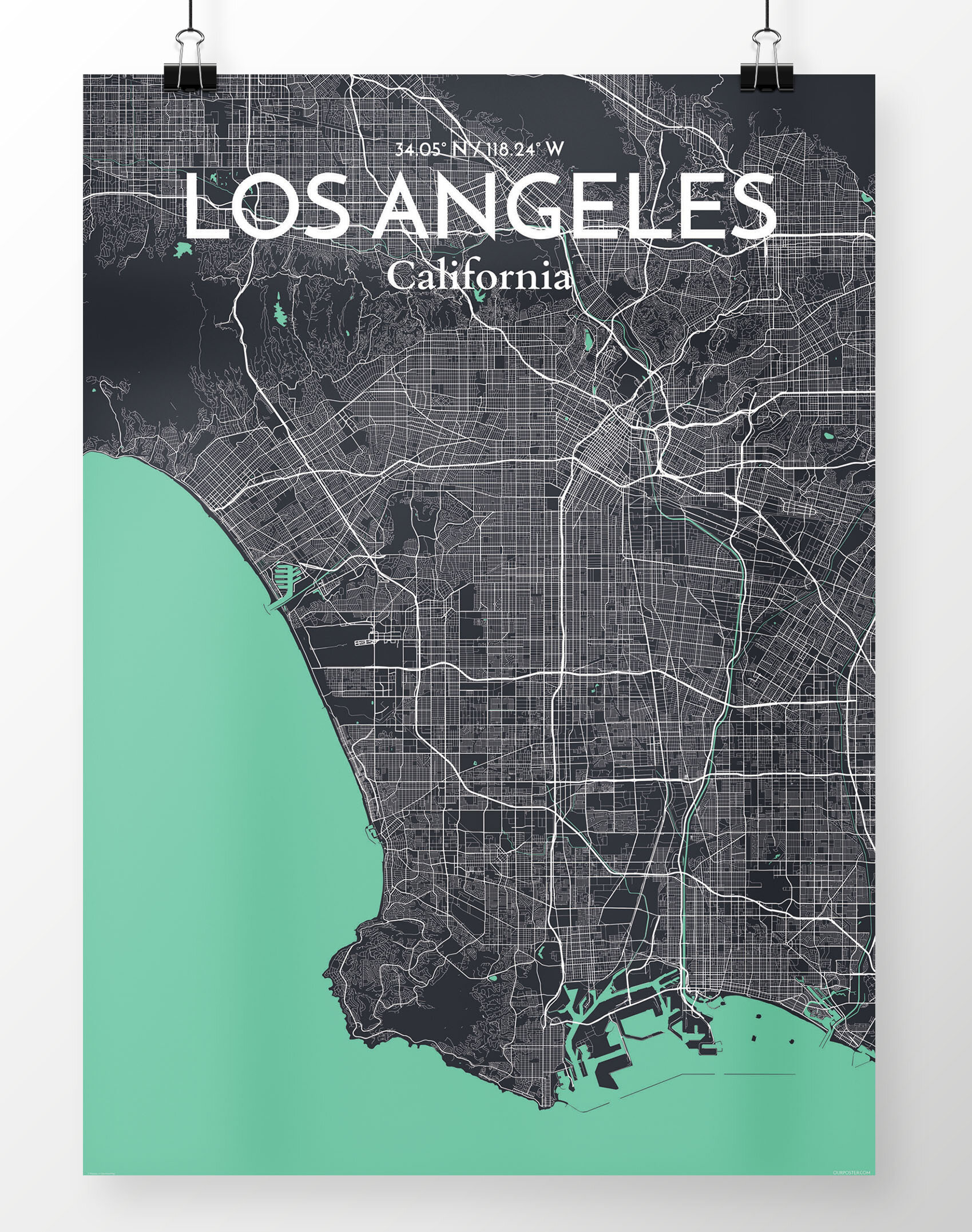 Los Angeles On A Map Ourposter.com Los Angeles City Map - Panoramic Graphic Art | Wayfair.ca