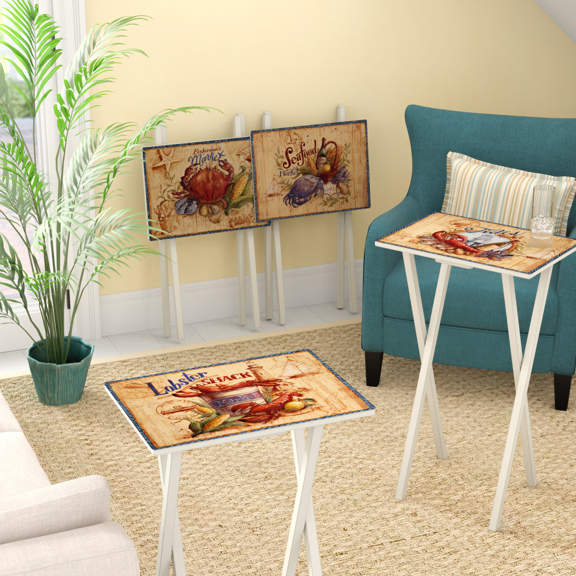 coastal tv tray tables