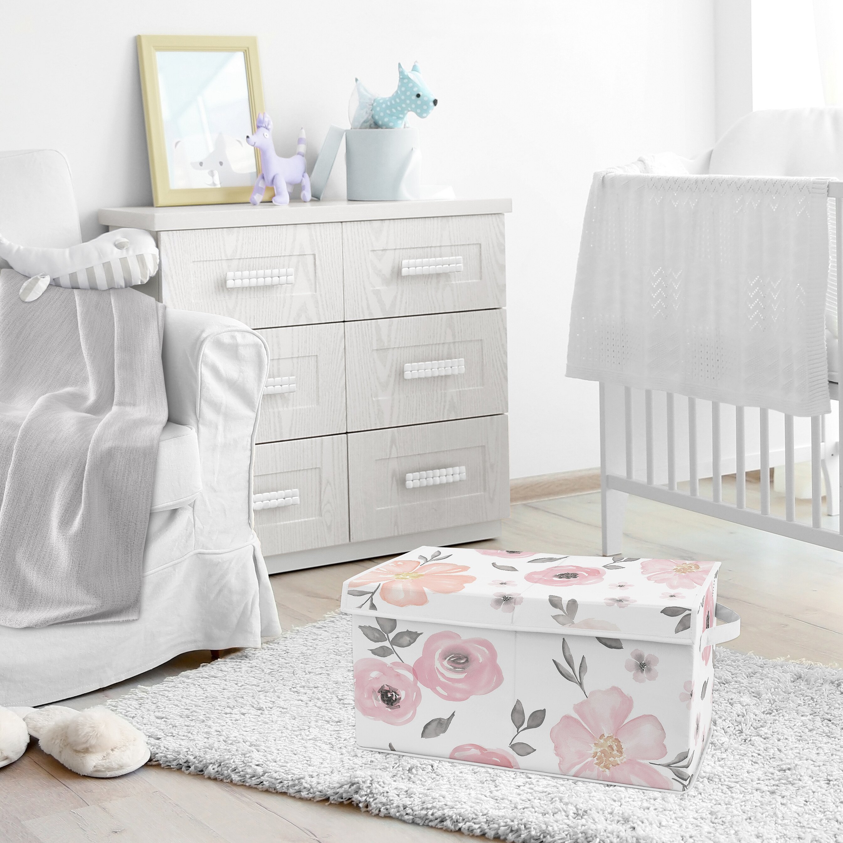 pink and grey toy box