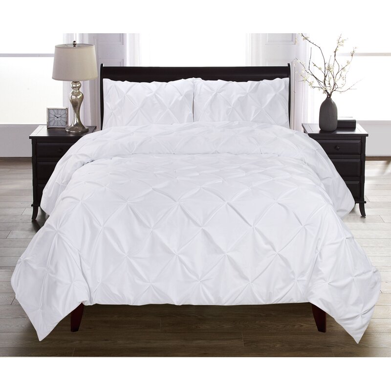 House Of Hampton Tamiko Pintuck Duvet Cover Set Reviews Wayfair Ca