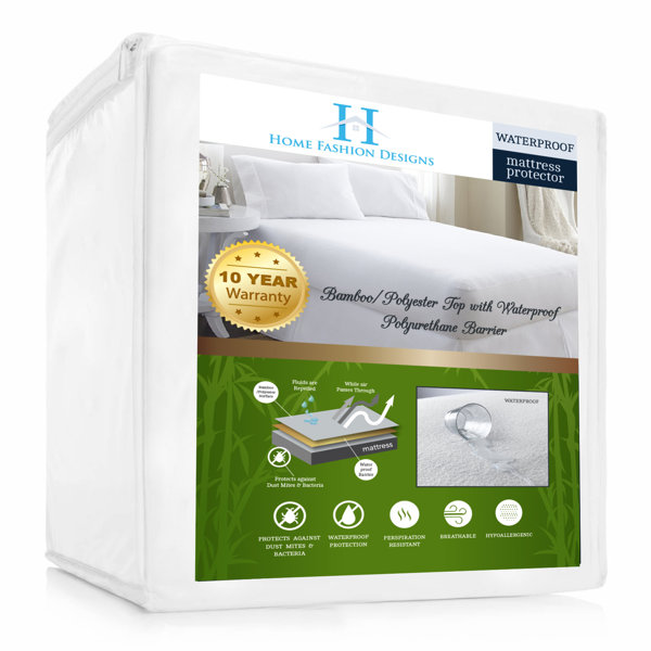 Bamboo Mattress Protector Waterproof Breathable Hypoallergenic Deep Pocket Cover