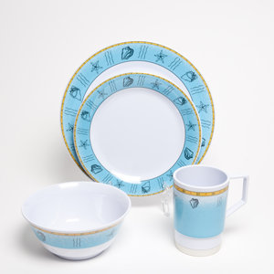 Decorated Offshore Melamine 24 Piece Dinnerware Set, Service for 6