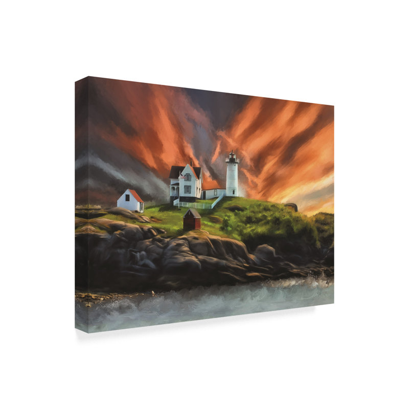 Breakwater Bay Cape Neddick Nubble Lighthouse Acrylic Painting
