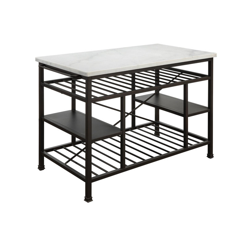 Alaettin Kitchen Island with Marble Top