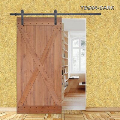 Paneled Wood Finish Barn Door Without Installation Hardware