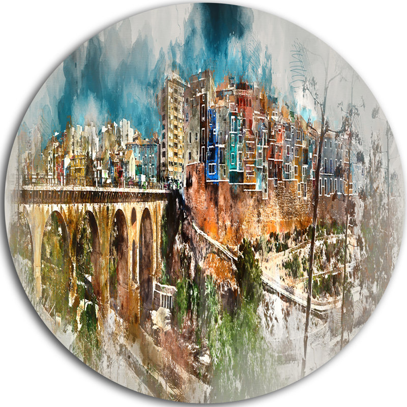 Designart Villajoyosa Town Digital Art Panorama Oil Painting