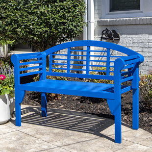 blue outdoor bench