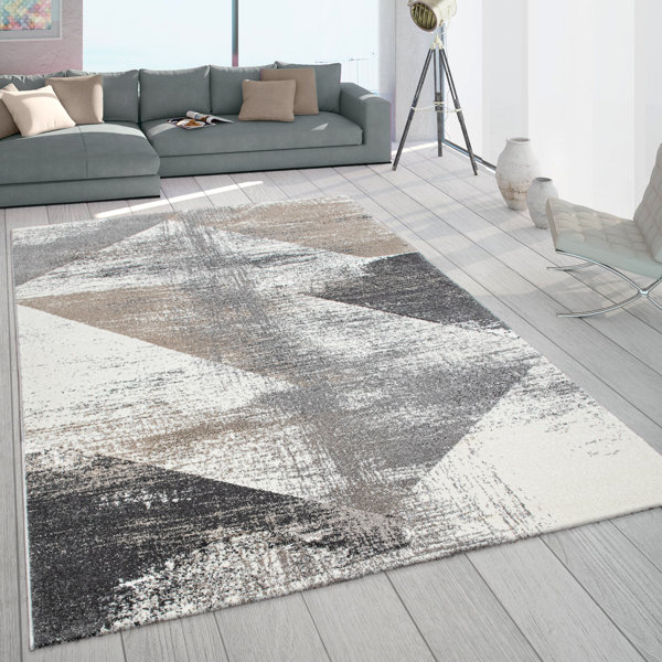 Large Modern Rug Floral Grey Black Thick Soft Carpet Small Big Living Room Mats 