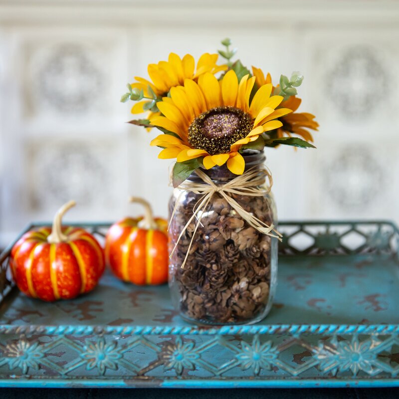 Sunflowers Floral Arrangement in mason Jar