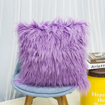 purple furry pillows