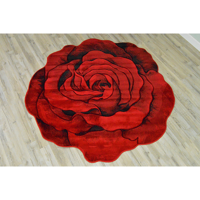 Winston Porter Baseeth Flowers 3d Effect Rose Botanical Red Area