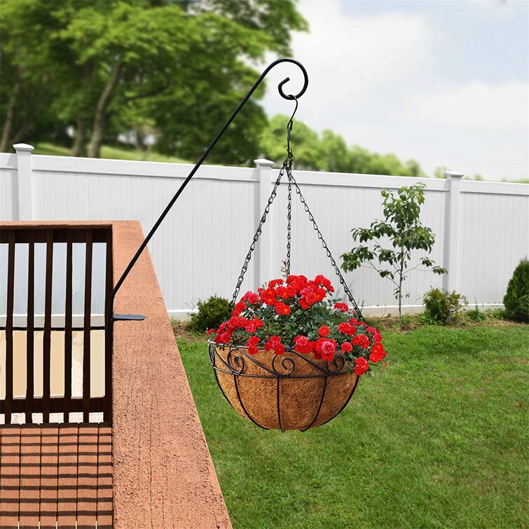 Patio Chain Porch Decor 2 Pack Watering Basket Deck 10 in Diameter Metal Hanging Planter Basket with Coco Liner Garden for Lawn Round Wire Plant Holder Hanging Flower Pot