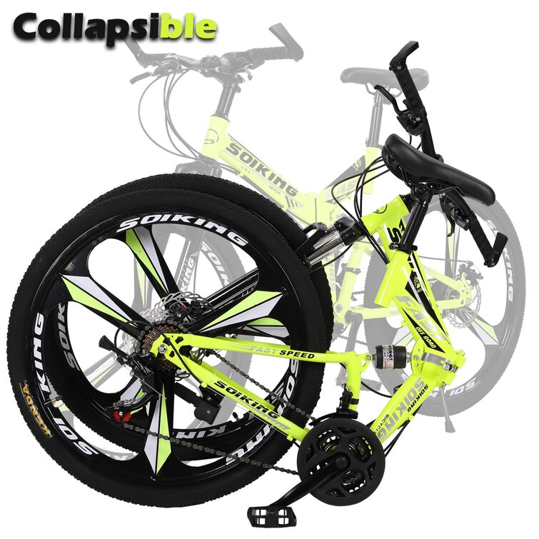 27.5in Folding Mountain Bike Shimanos 21 Speed Bicycle,Full Suspension MTB Bikes 
