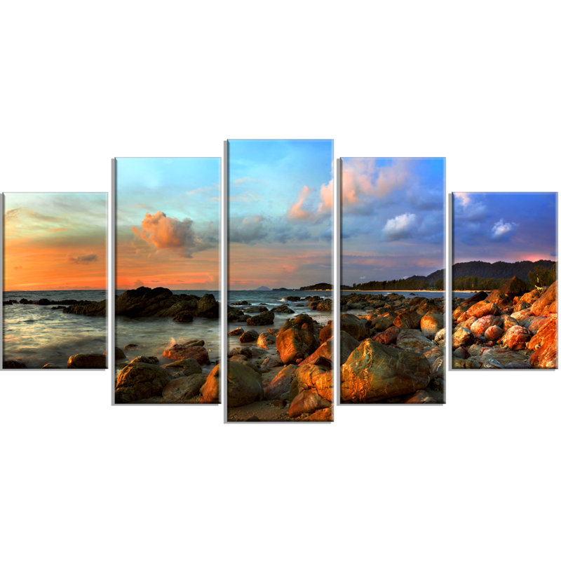 Designart Colorful Tropical Sunset 5 Piece Photographic Print On