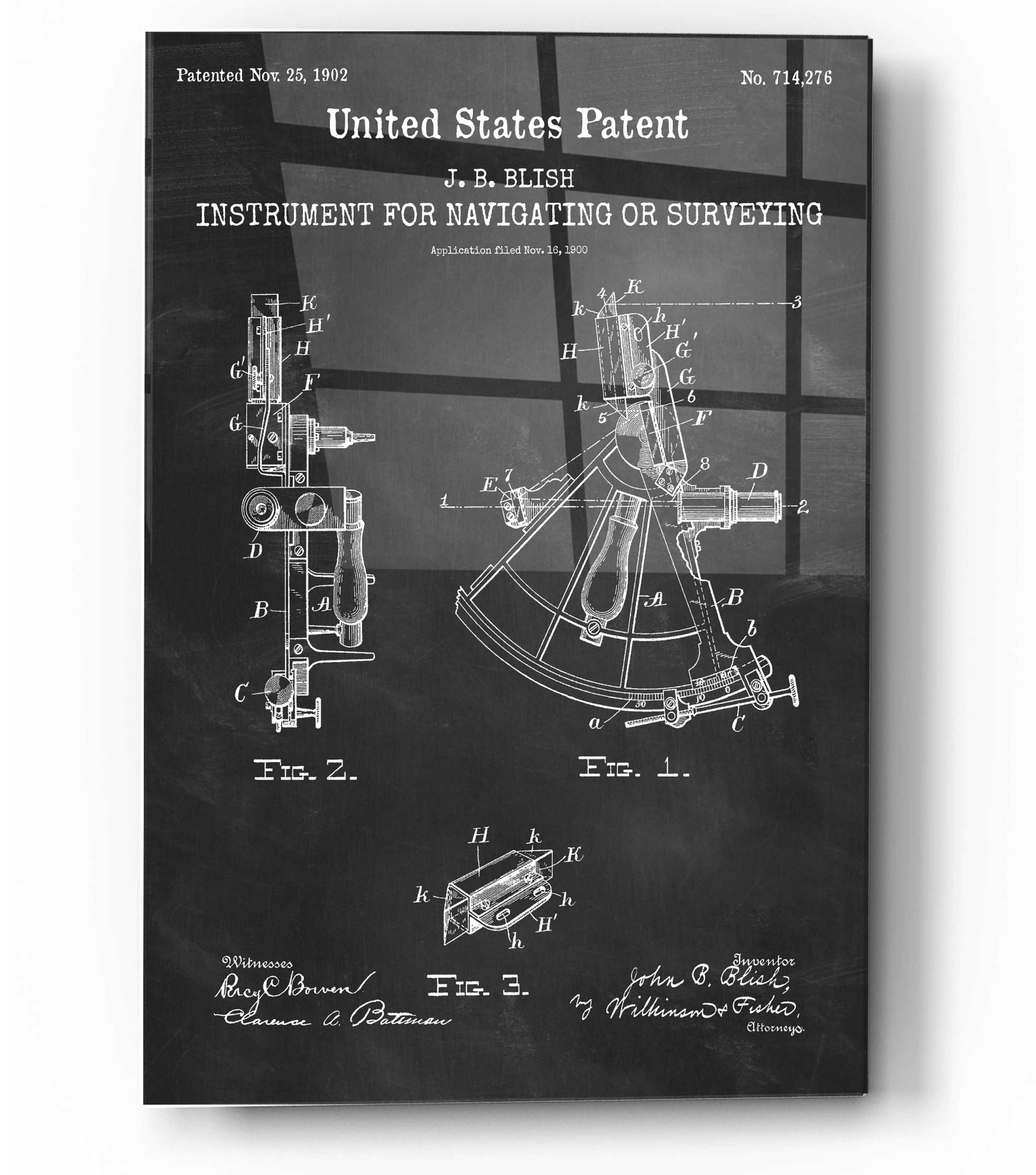 17 Stories Navigation Blueprint Patent Chalkboard - Graphic Art on ...