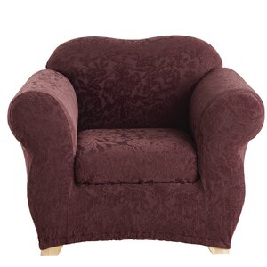 Stretch Jacquard Damask Box Cushion Armchair Slipcover