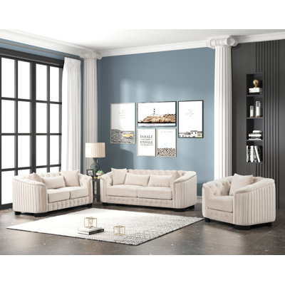 Wanda 3 Piece Velvet Living Room Set only 2 sofas and arms 3 boxes