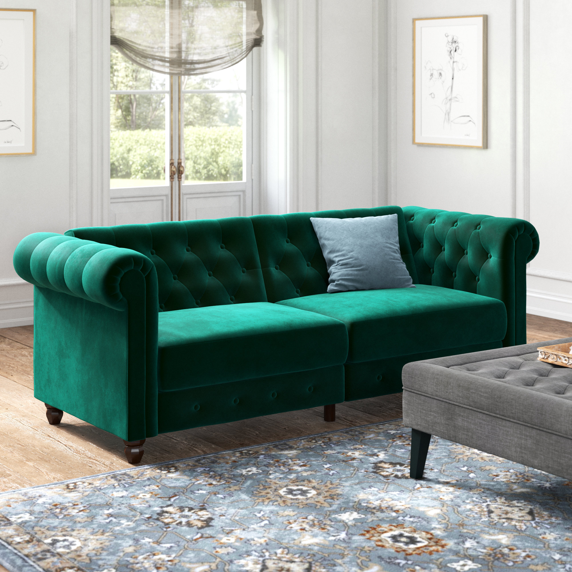 Kelly Clarkson Home Dallas Velvet 89 5 Rolled Arm Sofa Reviews Dallas Velvet 89 5 Rolled Arm Sofa