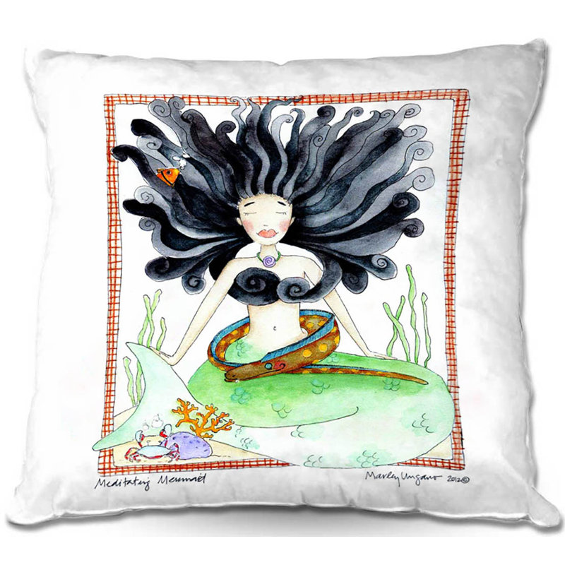 Ebern Designs Rymer Couch Meditating Mermaid Square Pillow Cover Insert Wayfair