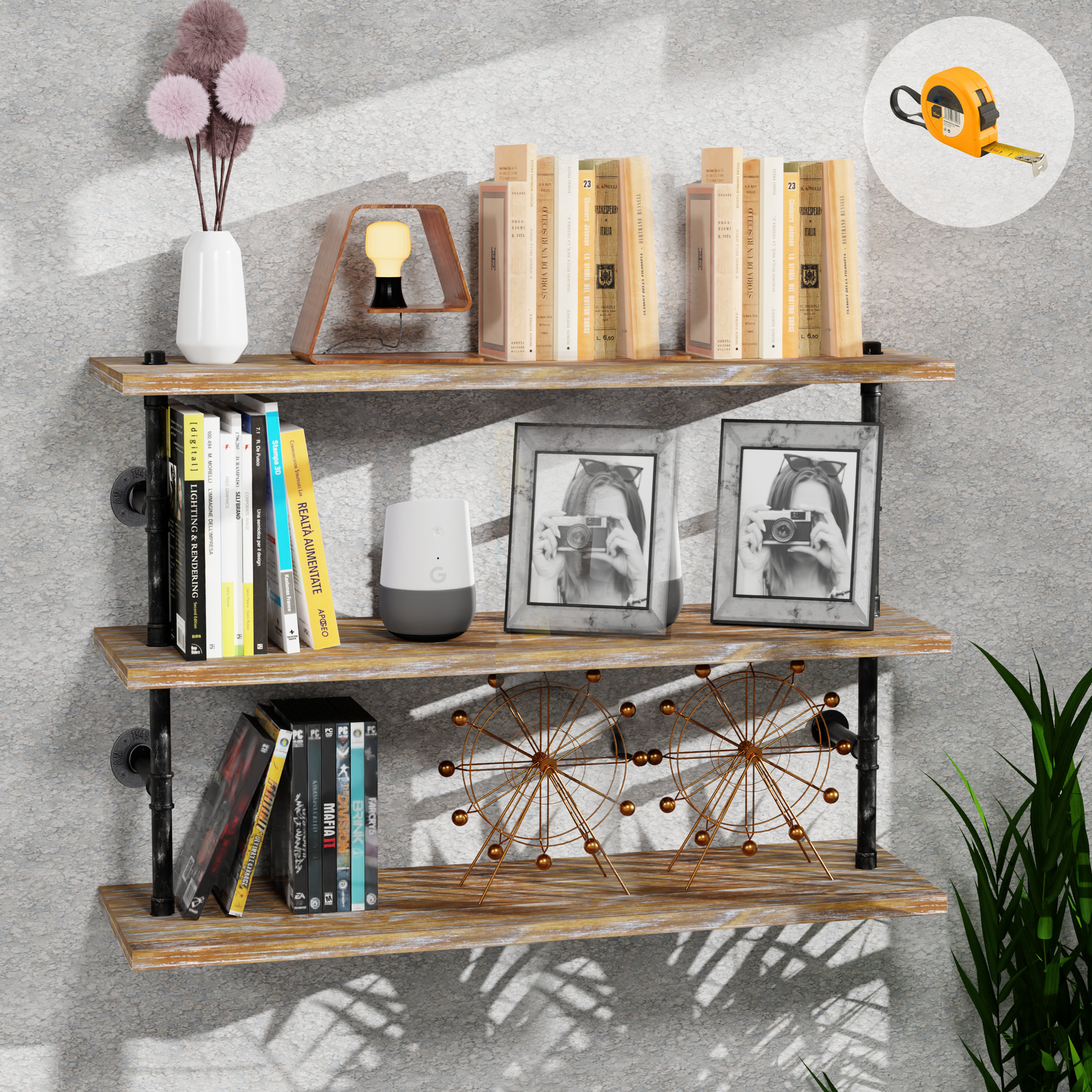 Latitude Run® 27.7'' H Solid Wood Floating Bookcase Wayfair