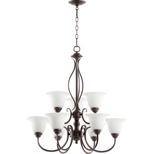 Go to store & view more images Bernardston 9-Light Shaded Chandelier by Fleur De Lis Living