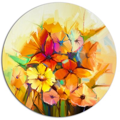 'Fantastic Colorful Gerbera Flowers' Oil Painting Print on Metal DesignArt Size: 23