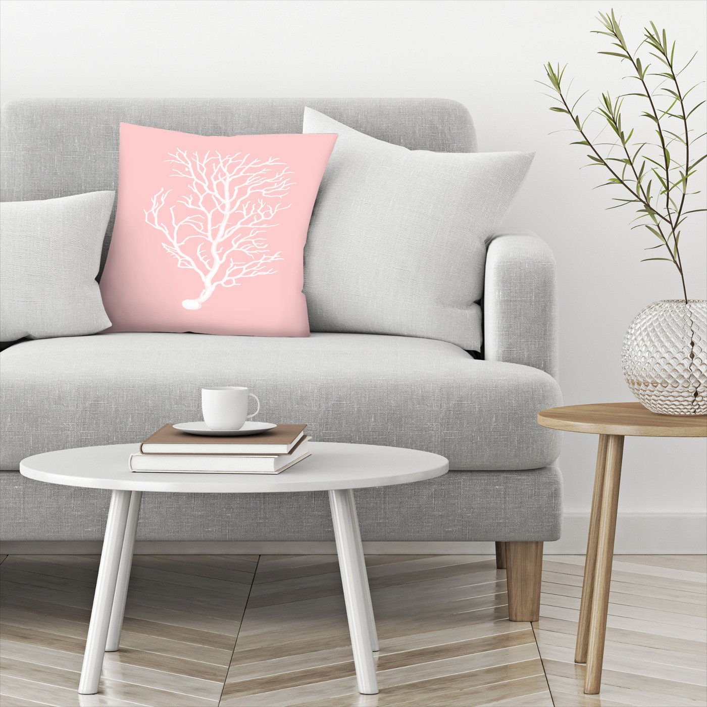 coral pink throw pillows