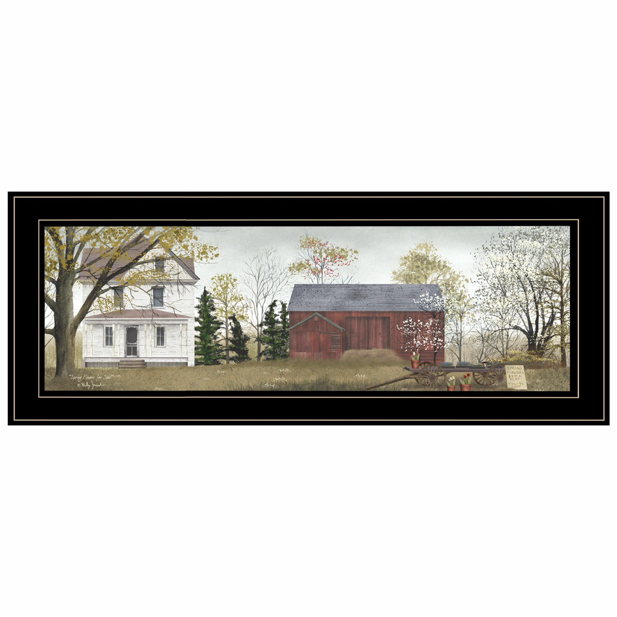 New Primitive Farm THE OLD SPRING HOUSE Red Barn Farmhouse BILLY JACOBS Picture