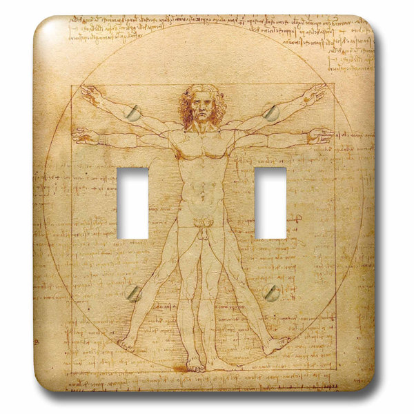 Vitruvian Man By Leonardo Da Vinci 1490 Fine Anatomical Art Human Anatomy Pen And Ink Drawing 2 Gang Toggle Light Switch Wall Plate