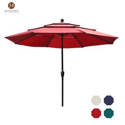 Mossas 10Ft Patio Market Umbrella with Double Airvent