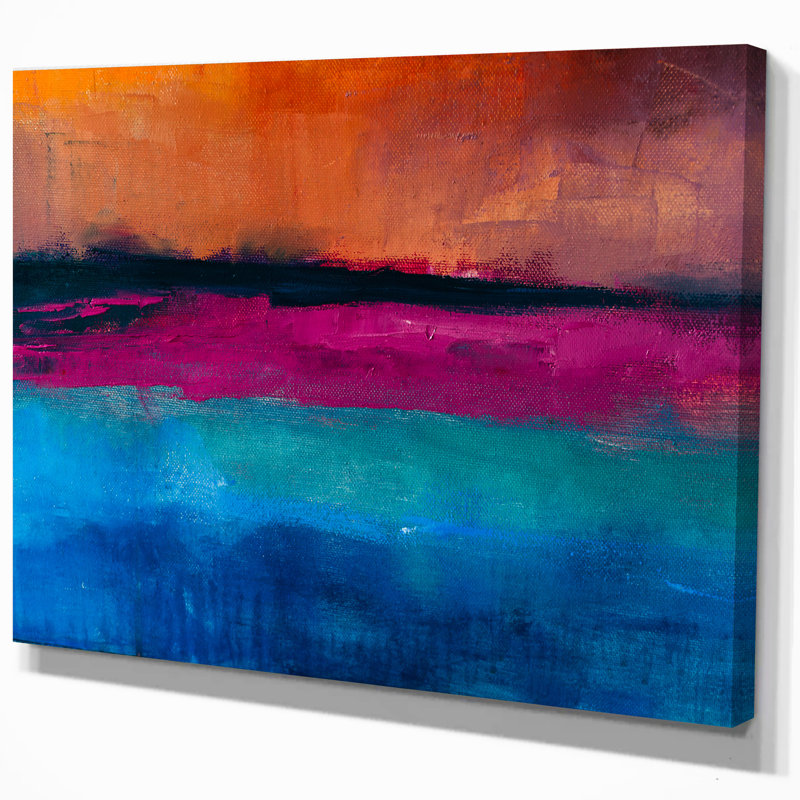East Urban Home Contemporary Sunset On The Sea Abstract Painting Artwork Oil Painting Print On Wrapped Canvas Wayfair