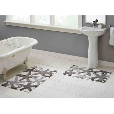 Sunbriar Rectangle 100% Cotton Animal Print 2 piece Bath Rug Set 21 X 34”, 24 X 40”