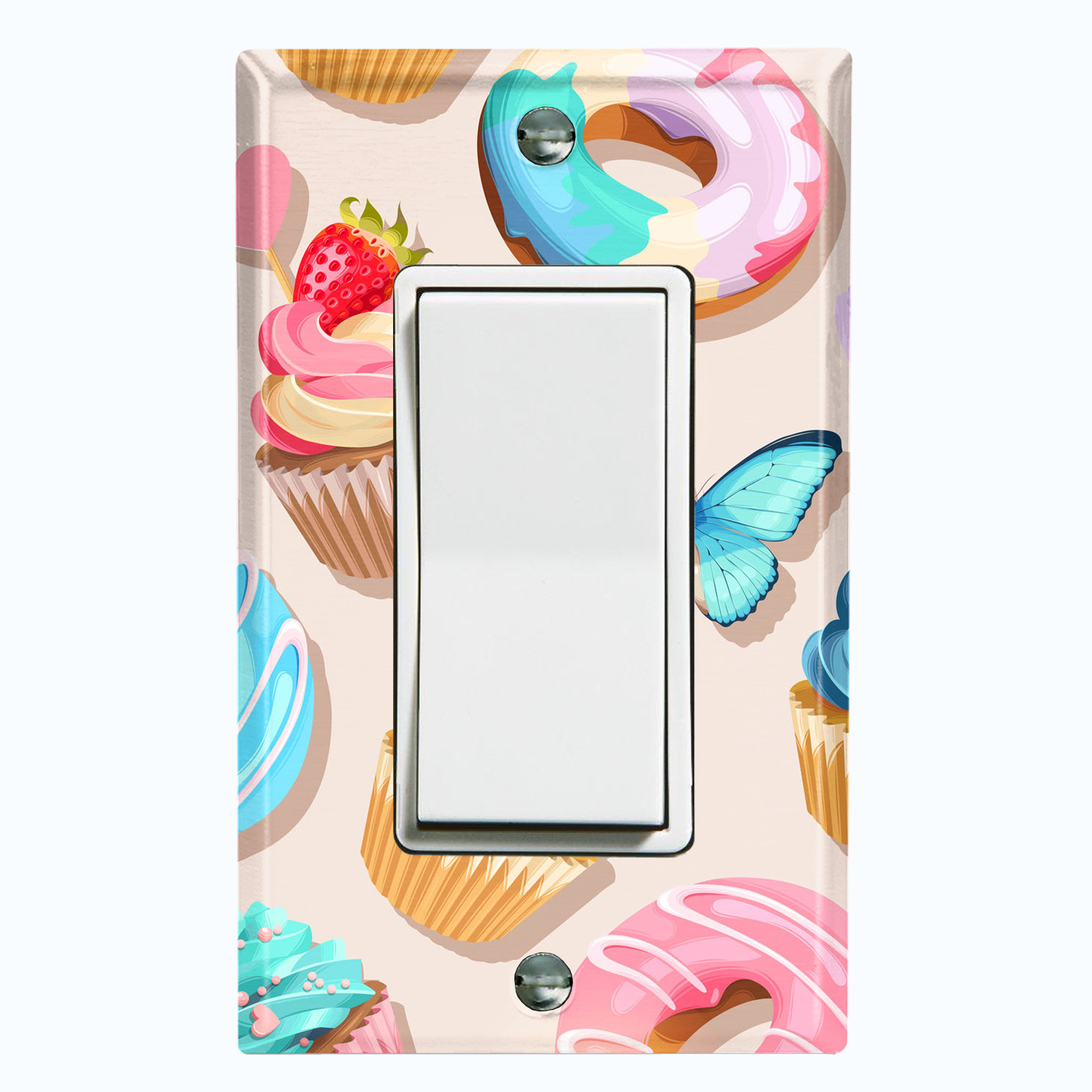 WorldAcc Assorted Donut Candy Swirl Cotton Candy Pink 1-Gang Rocker ...