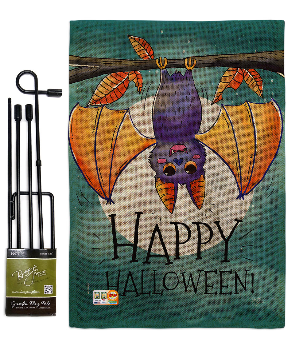 Breeze Decor Happy Halloween Bat Fall Impressions 2 Sided Polyester 18 5 X 13 In Flag Set Wayfair
