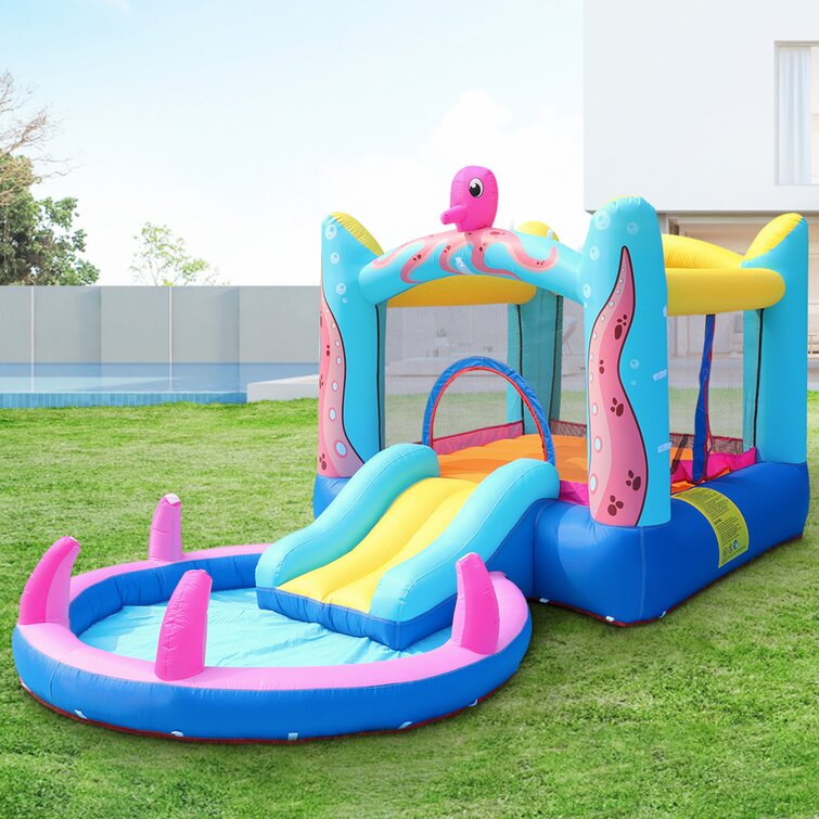 inflatable Bounce House with Slide and Air Blower 6.12' x 7.33' SUMMER FUN! 