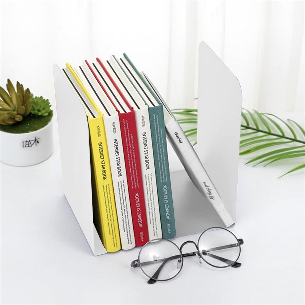 2pcs Metal Bookends Heavy Duty Magazines Organizer Supports Rack Stand Book Ends 
