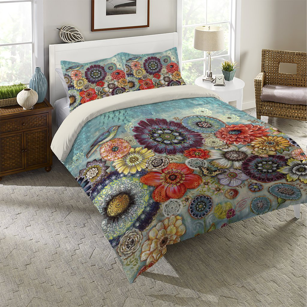 Bungalow Rose Rutter Trumann Blue Bird Boho Comforter Sham Wayfair