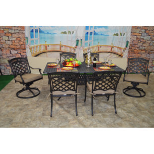 Go to store & view more images Wildermuth 7 Piece Sunbrella Dining Set with Cushions by Fleur De Lis Living