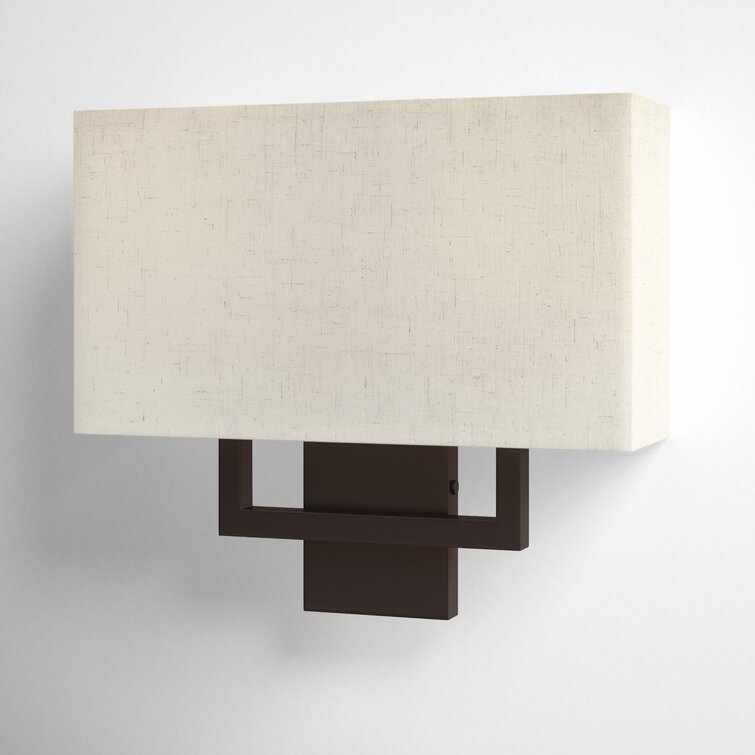 Polished Nickel Modern Wall Sconce Light with Rect Hardwire or Plug-In Shade 