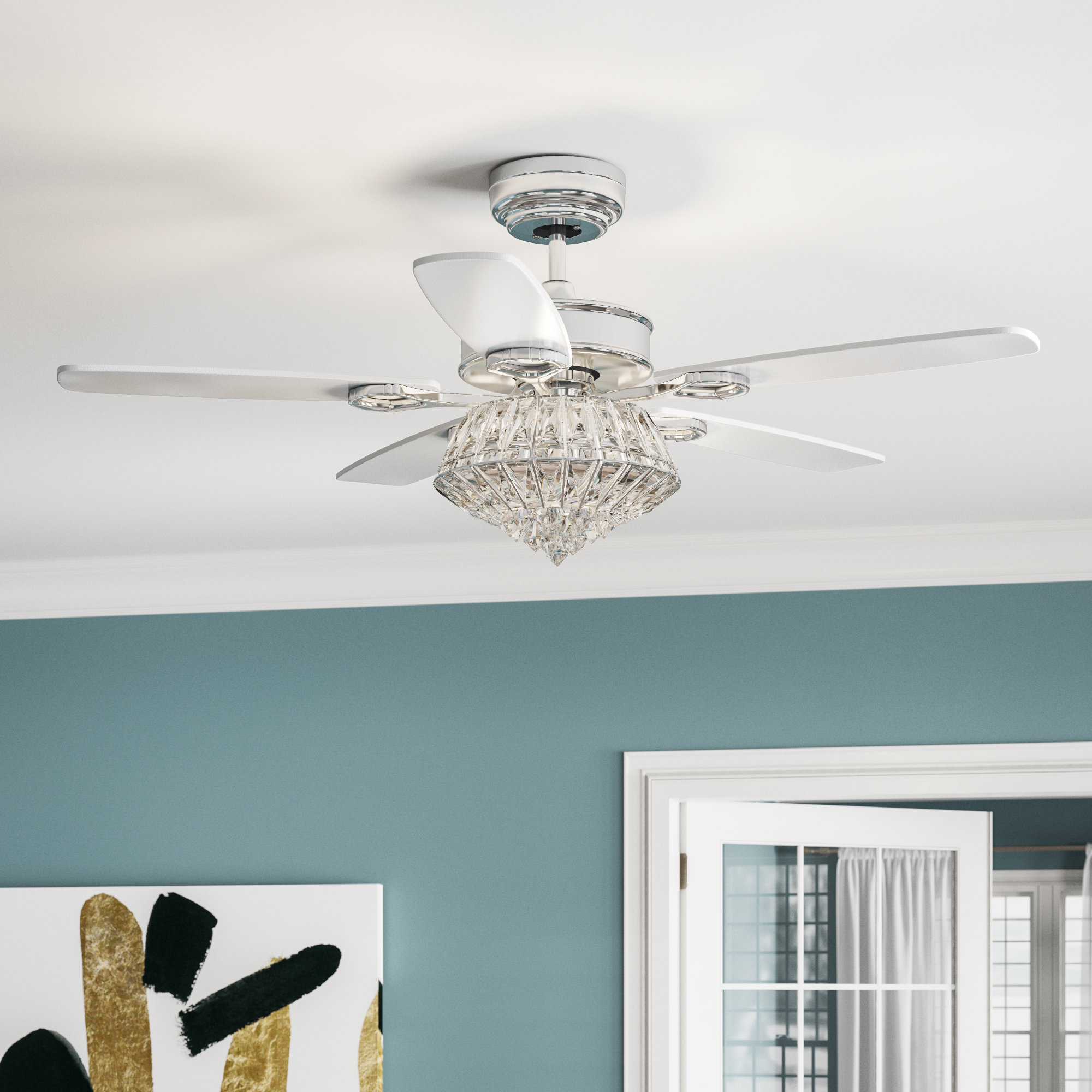House Of Hampton 48 Steadman 5 Blade Crystal Ceiling Fan With Remote Control And Light Kit Included Reviews Wayfair,Green House Paint Colors Exterior Ideas