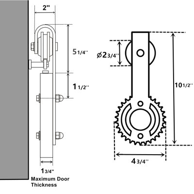 Gear Standard Single Barn Door Hardware Kit Homacer Track Length 144 in