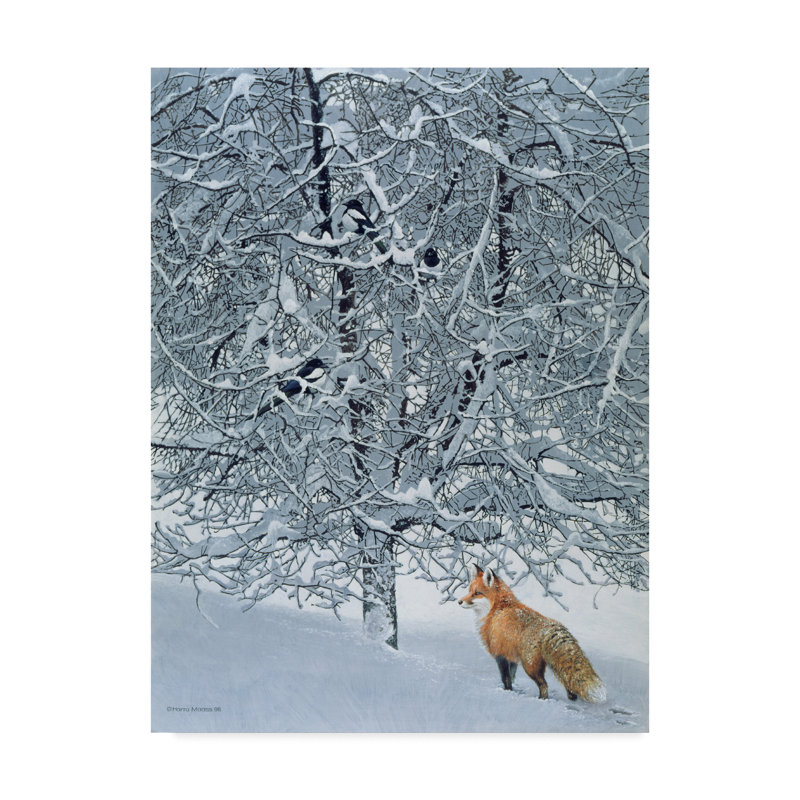 Trademark Art Fox In Snow Acrylic Painting Print On Wrapped
