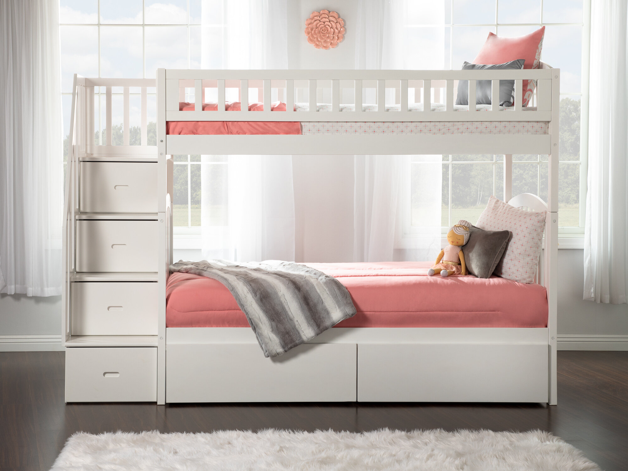 twin over twin bunk bed with storage