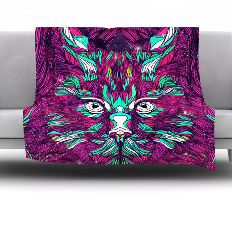 East Urban Home Space Cat By Danny Ivan Fleece Throw Blanket Wayfair
