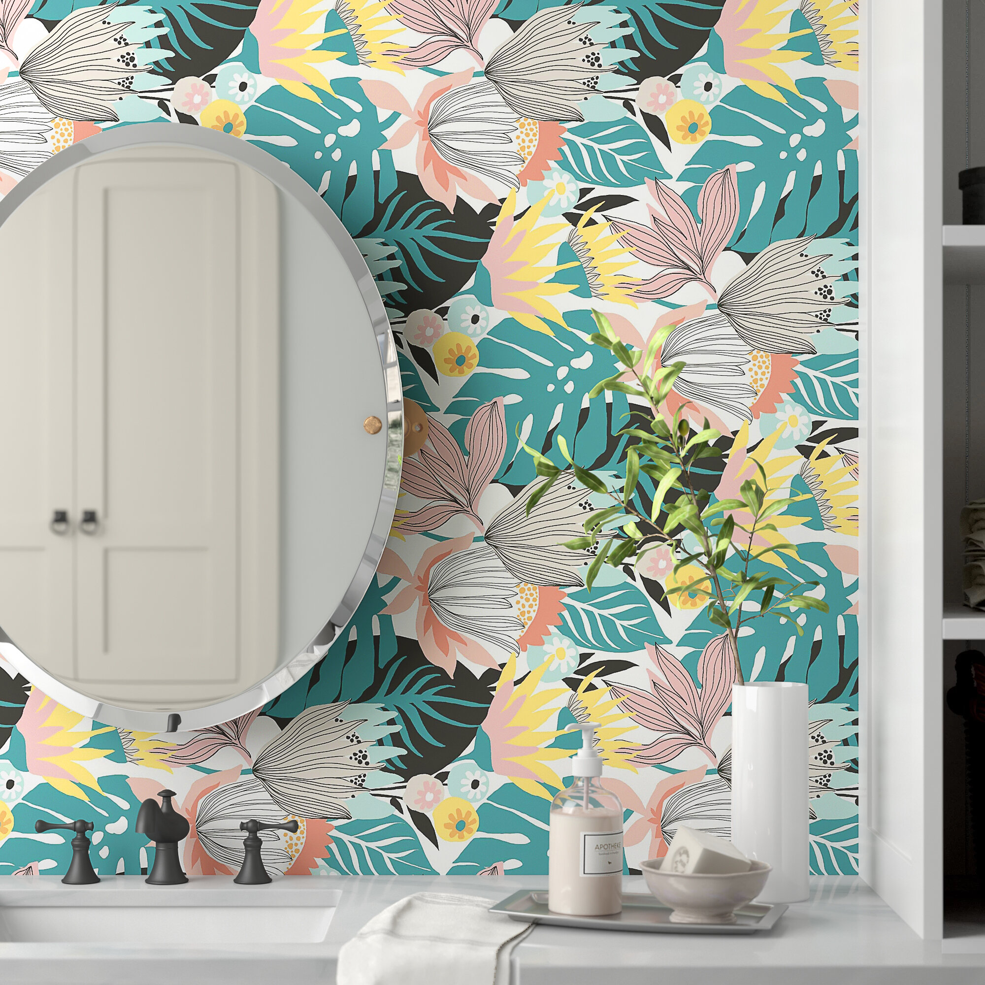 Beachcrest Home Herrington Peel & Stick Floral Wallpaper & Reviews | Wayfair