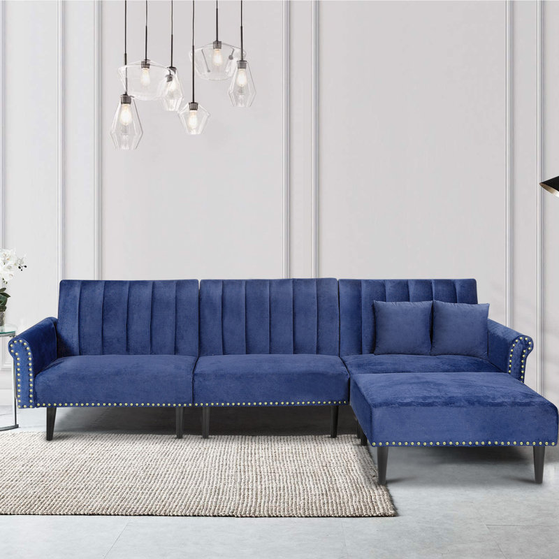 Everly Quinn Suai 118 Reversible Sleeper Sofa Chaise With Ottoman Wayfair