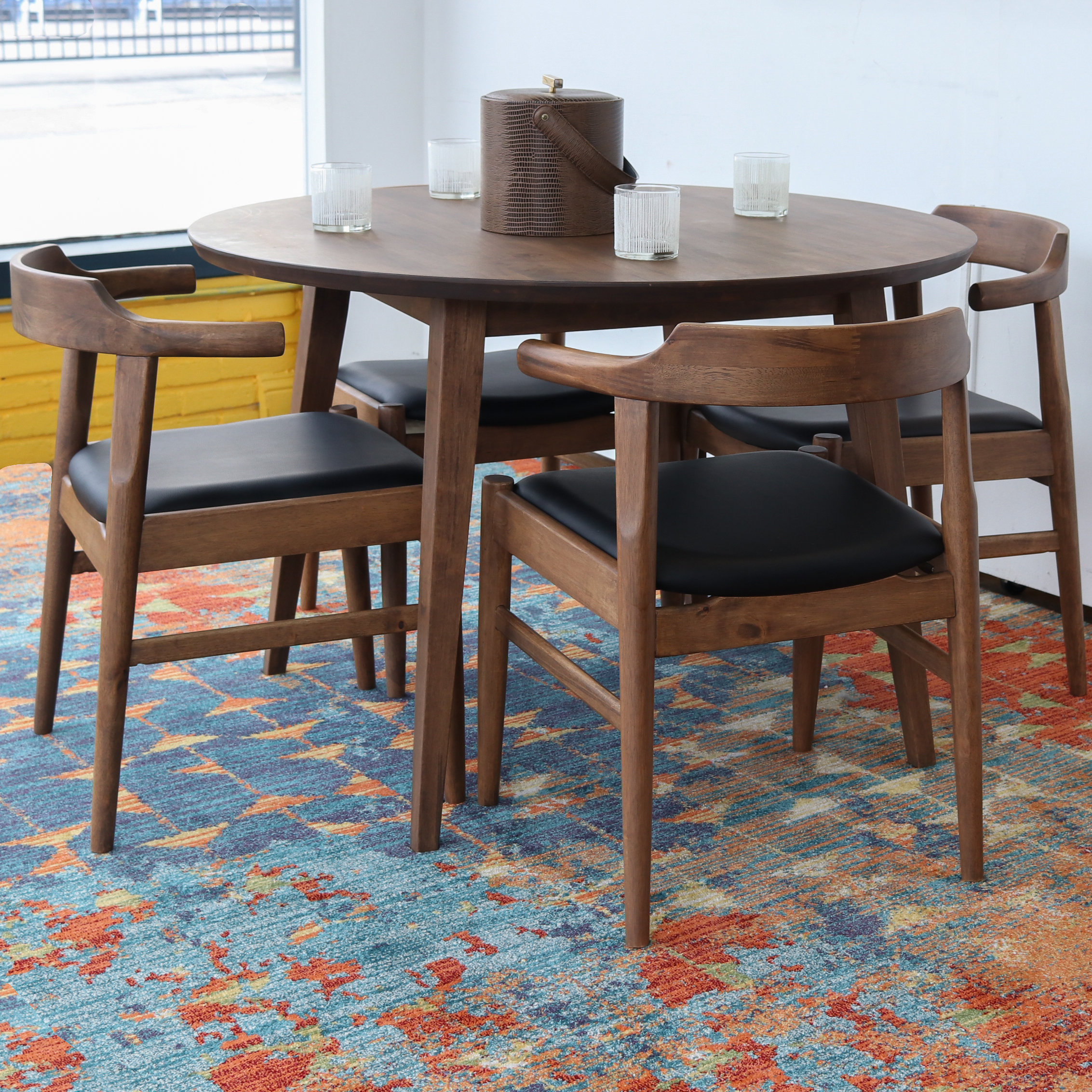 George Oliver Carlsen 5 Piece Solid Wood Dining Set Reviews Wayfair