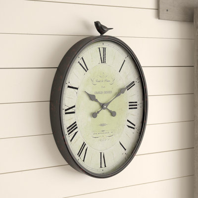 Scriber Oval Metal Wall Clock with Bird